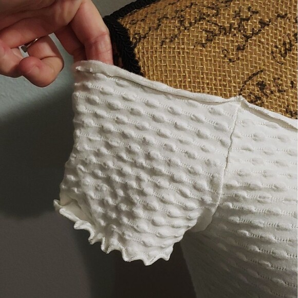 NWT BP Lettuce Hem Textured Stretch Off Shoulder Crop Top Sz M (runs small!) - Picture 6 of 11